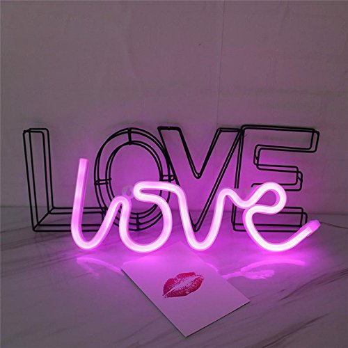 image for LEDES Neon Light, LED Love Sign Shaped Decor Light, USB or Battery Pow
