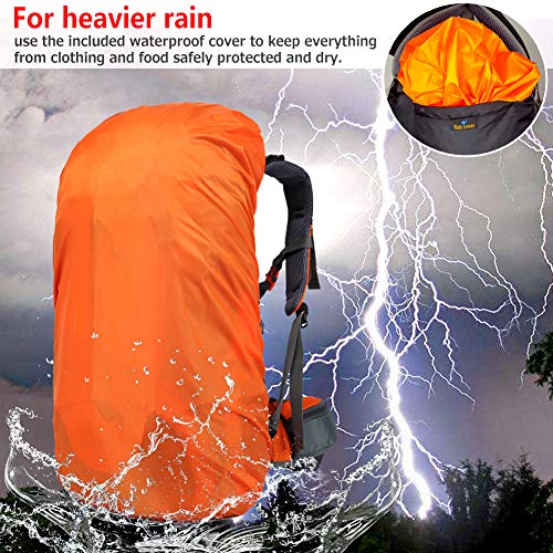 Seenlast 50L Unisex Travel Hiking Backpack Outdoor Sport Daypack Water-Resistant Bag with Rain Cover for Climbing Camping Touring Mountaineering(Green) - Thumbnail 5