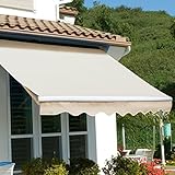 XtremepowerUS Patio Manual Retractable Sun Shade Awning - Tan (12' x 10')