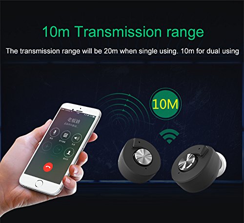 Galaxy S9 Plus Dual Wireless In-ear Earbuds with Charging Box, Stereo Headsets, Sweatproof Sleek Earphones with Mic, Bluetooth Headphones for iPhone x,iPhone 8/8 Plus,iPhone 7/7 Plus, etc - Black