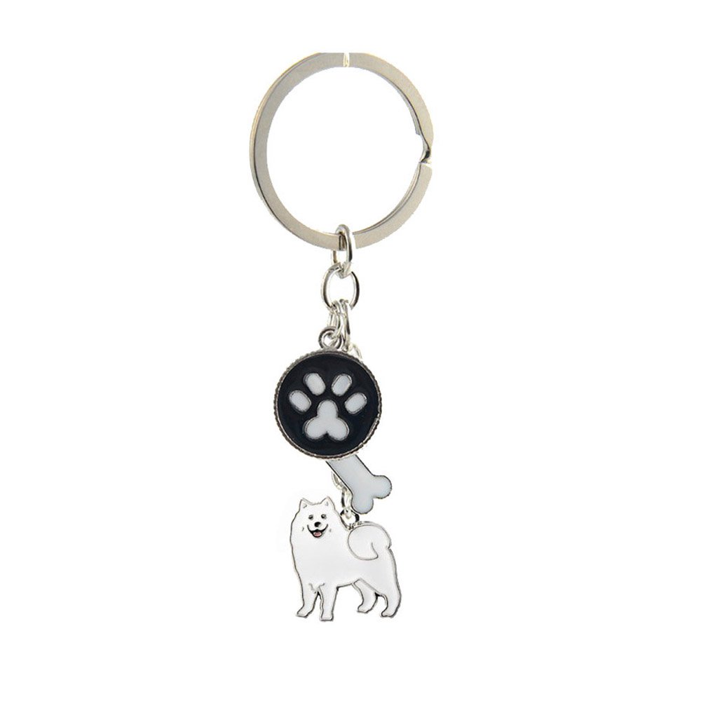 BbearT® Dog Key-ring Keychain,Cute Small Dog Puppy Metal Keychain Keyring Keyfob key tags Car Keyring Bag Charm (Samoyed)