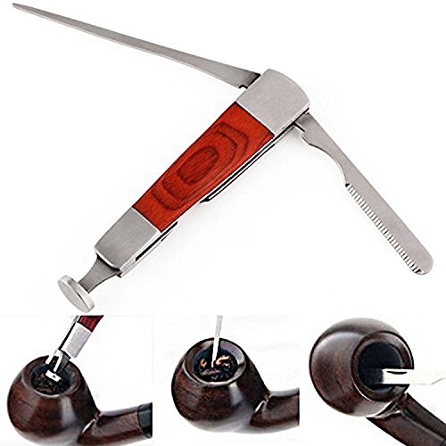 3in1 Red Wood Stainless Steel Smoking Pipe Cleaning Tool