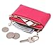 ZOOEASS Women Genuine Leather Zip Mini Coin Purse With Key Ring Triple Zipper Card Holder Wallet (Rose)