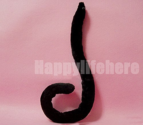 Halloween Lovely Party Anime Cosplay Costume Neko Cat Tail 60cm White Black (Only tail, Black)