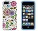 DandyCase 2in1 Hybrid High Impact Hard Colorful Spring Flowers Pattern + Sky Blue Silicone Case Cover For Apple iPhone 5S & iPhone 5 (not 5C) + DandyCase Screen Cleaner