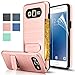 Galaxy J2 Prime Case,Galaxy Grand Prime Plus Case With HD Screen Protector,AnoKe[Card Slots Holder][Not Wallet]Kickstand Plastic TPU Hybrid Shockproof For Samsung Galaxy J2 Prime KC1 Rose Gold