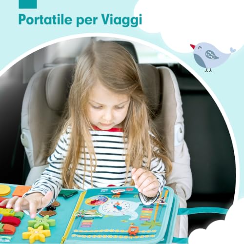 hahaland Montessori Busy Felt Board for Children – Sensory Panel Montessori Board Educational for Children – Games for Baby Girl Birthday Gift