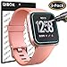 QIBOX Screen Protector Compatible with Fitbit Versa & Versa Lite (Not for Versa 2), 3-Pack Waterproof Tempered Glass Screen Protector for Versa Smart Watch [Ultra Clear/Scratch Resistant/Anti-Bubble] primary