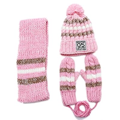 YOUNGBEST Women's Knitted Hat Scarf Gloves 3 Pack Multicolor Point Winter Warm Set YOUNGBEST Women's Knitted Hat Scarf Gloves 3 Pack Multicolor Point Winter Warm Set