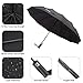 Miserwe Umbrella 12 Ribs with Teflon Coating Umbrella Windproof Lengthened Handle Travel Umbrella with Auto Open Close Button and Free Upscale Leather Cover (Black)