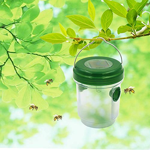 fomei [2019 Upgraded Solar Outdoor Wasp Trap Catcher Killer with Ultraviolet LED Light, Set of 2, Effective and Eco-Friendly Traps for Wasps, Bees, Yellow Jackets, Hornets, Bugs, Flies