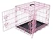 Internet's Best Wire Dog Crate for Dogs - Double Door Metal Steel Crate, Indoor Folding & Collapsible Cage, Secure & Durable, Portable Travel Kennel, Ideal for Home Use - Pink, 24 Inches