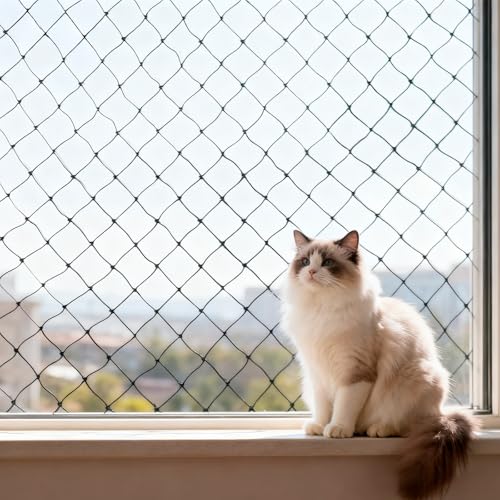10x13ft Cat Netting Balcony, Steel Wire Reinforced Balcony Screen for Pets -