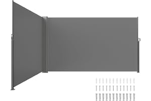 VEVOR Retractable Side Awning, UV 50 71''x 236'' Full Aluminum Rust-Proof Patio Sunshine Screen, 280 g Thicken Privacy Divider & Wind Screen for Courtyard, Balcony, Roof Terraces and Pools, Gray