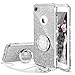 OCYCLONE iPhone 8 Case, iPhone 7 Case, Cute Glitter Bling Diamond Rhinestone Bumper with Ring Grip Kickstand Protective Thin Girly iPhone 8 Case/iPhone 7 Case for Women Girl - Silver