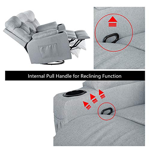 YODOLLA 360° Swivel & 140° Recling Electric Massage Recliner Sofa, Rocking Chair for Living Room Theater Seat Lounge,(Gray) - Thumbnail 6