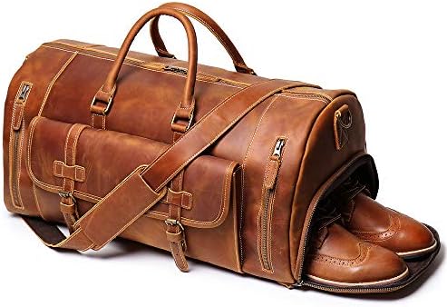 Amazon.com | Leathfocus Leather Travel Duffel Bag, Mens Classic