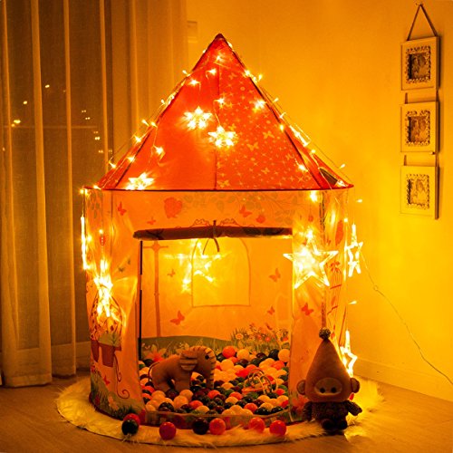 Anyshock Kids Large Tent, Princess Castle Play Tent Girls Pop Up Baby Toys Dollhouse Outdoor and Indoor Playhouse Tent for 1-8 Years Old Kids Boy Toddler Infant (No Balls&LED Light,Princess Pink)