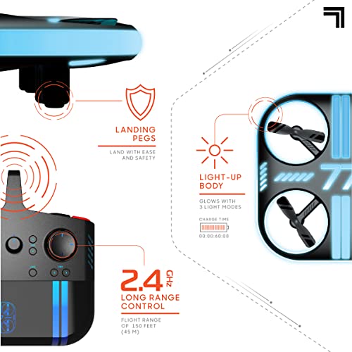 SHARPER IMAGE Lumo Stunt Remote Control LED Glow Drone, 2.4 GHz, Auto