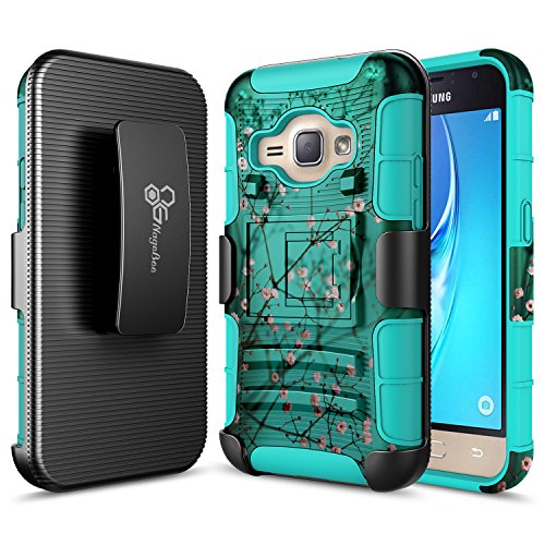 NageBee Galaxy J3 Case,Galaxy Sky, J3 V / Sol / Amp Prime / Express Prime Case [Heavy Duty] Armor Shock Proof Dual Layer [Swivel Belt Clip] Holster with [Kickstand] Combo Rugged Case - Plum