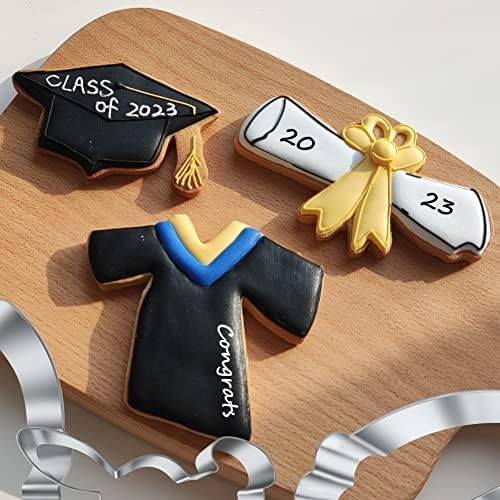3 Pieces Graduation Cookie Cutters 2023,Stainless Steel Molds Cap