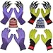 4 Pairs Garden Gloves With Fingertips Claws,Best Gift For Gardener,2 Pairs Working Genie Gloves With Double Claws,2 Pairs without Claws,For Digging and Planting,Breathable. (4 pairs purple and green)