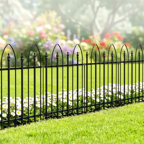 Thealyn Metal Garden Fence Panels, 81cm H x 61cm W, 5-Pack (Total 3m), Rustproof Powder-Coated No-Dig Decorative Border Edging for Yard, Patio & Walkway, Flower Bed, Dog Barrier