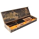 2 Pairs Chinese Natural Wooden Dragon Pattern Chopsticks Set with Case