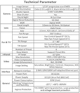LEFTEK Starlight Telecamera IP PoE 1080P PTZ Telecamera di Sorveglianza