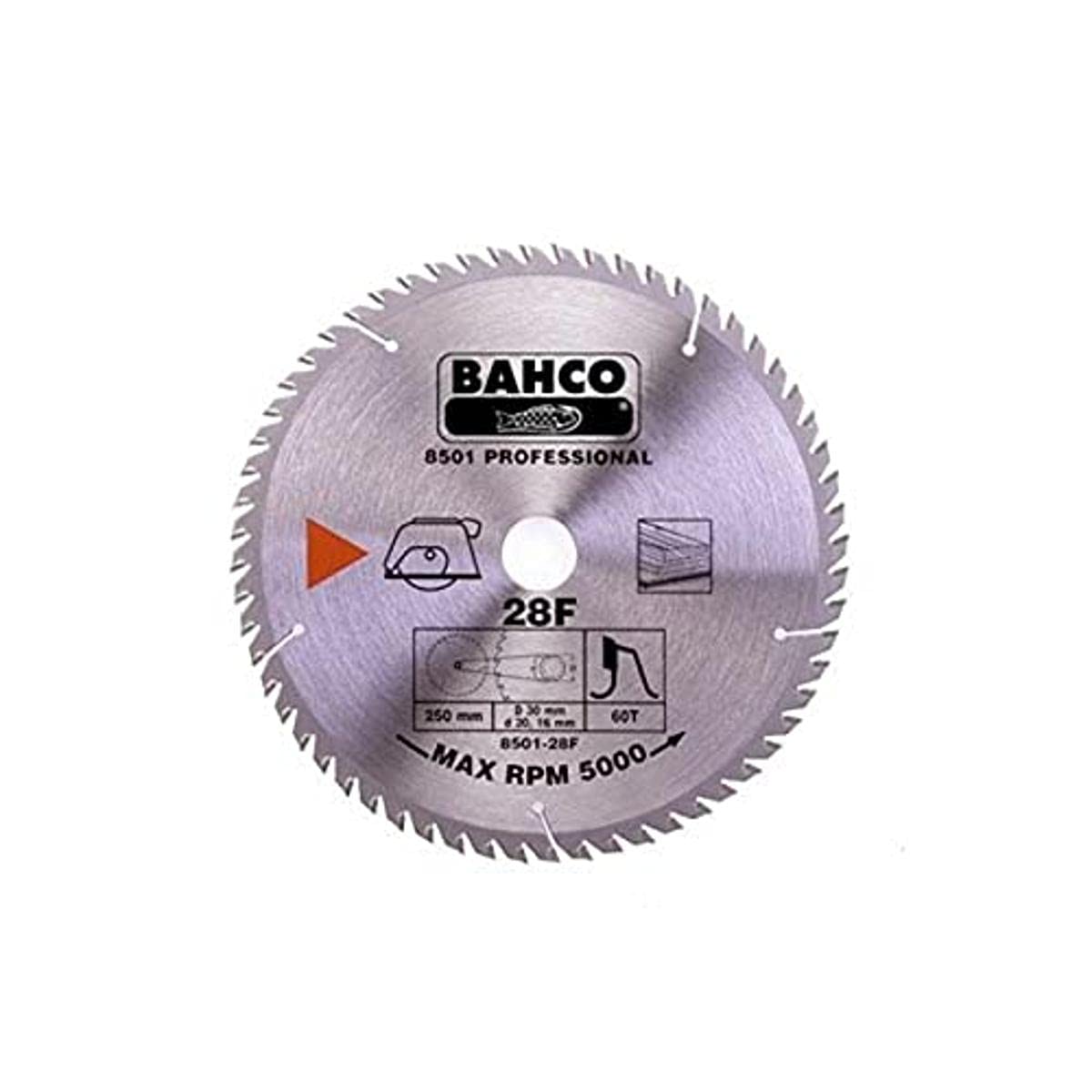 Bahco 8501-15F Circular Saw Blade with 40 Teeth for Wood, 0 V, Silver, 190 mm
