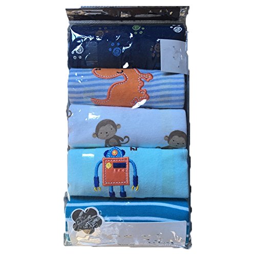 Monvecle Baby Boy 5 Pack Newborn to Toddler Cotton Long Cartoon Pants Gift Set 9M