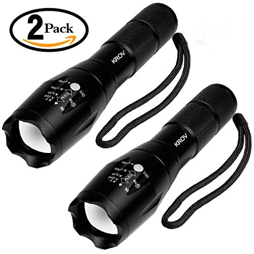(2 pack) Tactical Flashlight, TYPCPOWER Ultra Bright – T6 LED Taclight As Seen On Tv with Adjustable Focus and 5 Light Modes for Camping Hiking Emergency