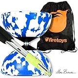 Mr B Medium Harlequin Diabolo (Blu/W) with Aluminium Hand Sticks (incl string) & FT Bag