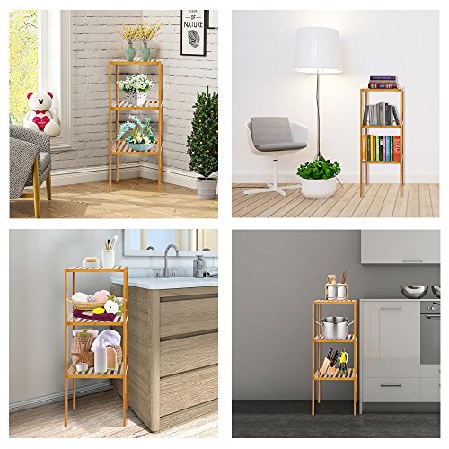 KARMAS PRODUCT Natural Bamboo Shelf 9-Tier DIY Adjustable Multifunctional Utility Storage Organizer Rack Plant Flower Standing Holder Shelving Unit, 37.7" x 13" x 35.4"