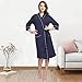 M&M Mymoon Womens Cotton Robe Soft Breathable Kimono Robes Knit Bathrobe Loungewear Short Sleepwear (Navy Blue, L)