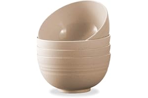 4 PCS 6inch Lightweight Wheat Straw Bowl, Unbreakable Cereal Pasta Bowls Microwave& Dishwasher Safe, Reusable Tableware Dinne