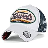 ililily Howel's Camouflage Baseball Mesh Cap Distressed Vintage Trucker Hat, White