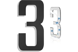 HVATRY Modern House Numbers for Outside - Self-Adhesive, Large 6 Inch, Metal House Address Numbers - Ideal For Mailbox, Door, And Outdoor Address - House Number 3