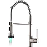 AIMADI Modern Kitchen Faucet Pull Down Sprayer,Stainless Steel Single Handle Kitchen Sink Faucet with LED Light,Brushed Nickel