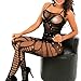 QueensHot Sheer Black Lingerie Babydoll Crotchless Teddy Nightie Leotard Body Suit Stocking Large