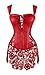Kimring Women's Steampunk Gothic Sexy Faux Leather Shoulder Strap Valentines Corset Dress Plus Size Red 6X-Large