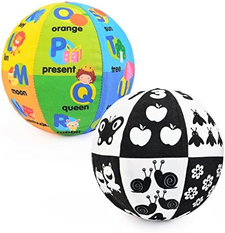 MAMMA Kiddie Flip Surface Fabric Play Ball, Alphabet Words Numbers Learning Toy