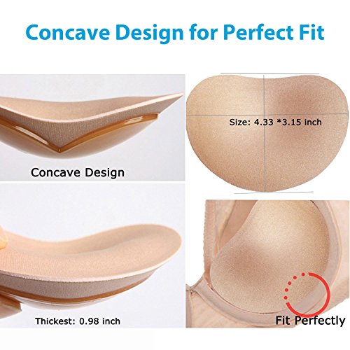 Self-Adhesive Bra Pads,Removeable Silicone Padded Bra Inserts Push Up Sports Bra for Women