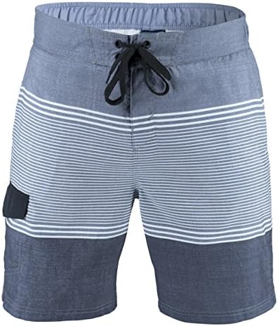 Matereek Men's Shorts Stripe Effect Sweamwear Swim Trunks Grey Spectrum M