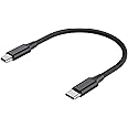 LUKFOCAB Short USB C to Mini USB Cable 0.25M, Braided USB-C to Mini-B 5-Pin Cord, OTG charging Sync Data for PC Hero 3+, PS3 Controller, MP3/4, Dash Cam, GPS Receiver, and More Mini B Devices, Black