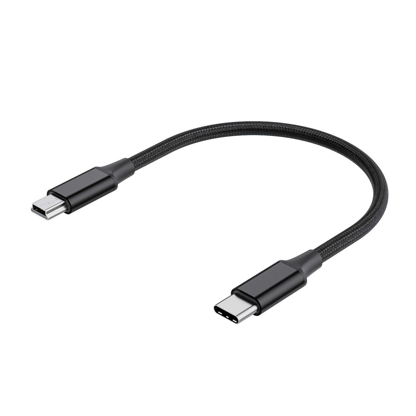 Photo 1 of LUKFOCAB Short USB C to Mini USB Cable 0.25M, Braided USB-C to Mini-B 5-Pin Cord, OTG Charging Sync Data for PC Hero 3+, PS3 Controller, MP3/4, Dash Cam, GPS Receiver, and More Devices