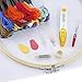 Caydo Full Range of Embroidery Starter Kit with Instructions, Bamboo Embroidery Hoop, Threads, Classic Reserve Aida and Tools Kit for Beginners
