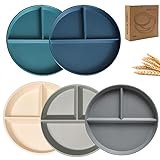 LRUUIDDE Unbreakable Divided Dinner Plate Set of