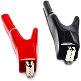 Fielect 2Pcs 50A Heavy-Duty Insulated Alligator Clips Battery Cable Clips Battery Crocodile Electrical Test Clamps Battery Charger Clamp for Car Auto Vehicle Boat, Red Black