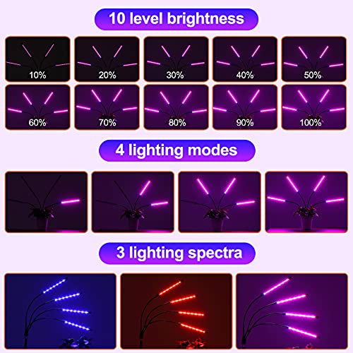 Grow Light, LED Plant Grow Light with Red Blue Spectrum, 15-60 in Adjustable Tripod Stand, 4/8/12H Timer, Remote Control, Plant Light for Vegetables, Greenhouse and Indoor Plants
